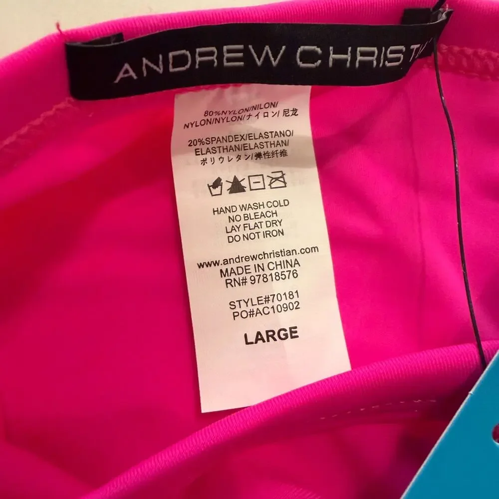 NEW Andrew Christian Chain Bikini Swim Bikini Fuchsia Pink Size Large